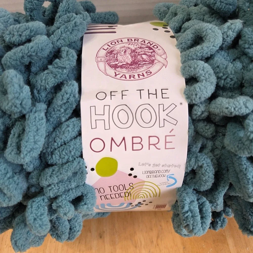 Lion Brand Yarn Off the Hook Ombre Northern Lights Blue Polyester NEW